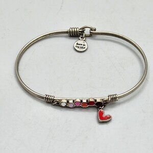 Luca And Danni Red Heart Starlight Bangle Bracelet In Love Ombre Silver Gift